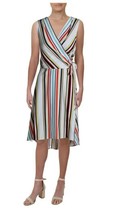 Womens Wrap Dress Striped Hi Low Cream Red Yellow Size 10 EMMA &amp; MICHELE... - £10.60 GBP