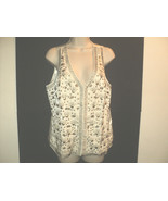 Chico&#39;s Vest Size 1, S-M Off White Satin Shimmer w/ Antique Gold Beads, ... - £22.78 GBP