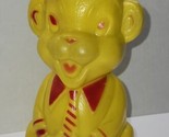 Vintage Plastic 8&quot; Tall Blow Mold Yellow Monkey Coin Bank - $29.69