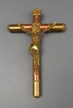 Inri Brutalist Mixed Metal Brass Copper Religious Wall Crucifix Cross 11 1/4&quot; - £239.79 GBP