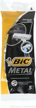 New Bic Metal Men&#39;s Disposable Shaving Razors, 5-Count x 1 Pack - £6.38 GBP