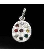 Navratan Multi Gemstones Studded Silver Pendant - $157.73