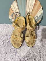 Alegria Brown/Tan Snake Print Slide Leather Women Wedged Sandals EU38 US8-8.5 - £27.19 GBP
