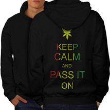 Keep Calm Weed Pot Rasta Sweatshirt Hoody On Rasta Smoke Men Hoodie Back - $20.99