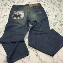 Men&#39;s Miskeen Streetwear Dark Blue Wide Leg Denim Pants - £78.23 GBP