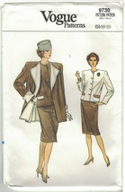 Vogue 9730 Jacket, Pencil Skirt, A Line Coat 1980s Pattern Size 14 16 18... - $14.69