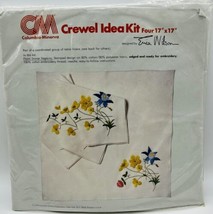 Columbia Minerva Crewel Idea Kit Erica Wilson 4 Napkins Floral 17x17 inc... - £21.53 GBP