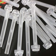 Pack of 60 Transparent Clear Plastic Acrylic Thumbscrews, slotted+knurle... - $24.74