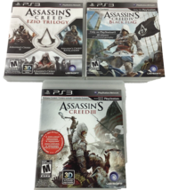 PS3 Play Station Assassins Creed Lot Ezio Trilogy Black Flag Creed III No Manual - £19.85 GBP