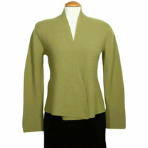 EILEEN FISHER Moss Green Merino Wool Links Cardigan S - £79.92 GBP