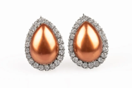 Paparazzi Old Hollywood Opulence Brown Clip-On Earrings - New - $4.50