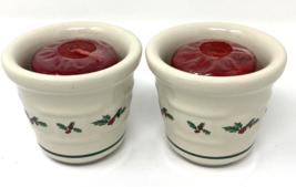 Longaberger Woven Traditions Traditional Holly Set of 2 Votive Candle Holders - £14.68 GBP