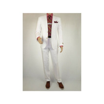 Men's Summer Linen Suit Apollo King Half Lined 2 Button Modern Fit SLN8 White image 2