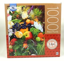 Milton Bradley 1000 Piece Puzzle Fruit &amp; Flowers 20&quot; x 27&quot; Art by A. Basel - $14.99