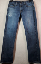 Levi&#39;s 511 Jeans Men Size 33 Blue Denim Cotton Pocket Flat Front Logo Distressed - £17.18 GBP