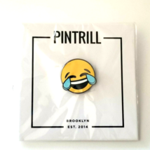 Crying Laughing Emoji Yellow Face Blue Tear Gold Tone Enamel Lapel Pin Pintrill - £9.76 GBP