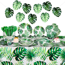 Hawaiian Luau Party Supplies 171 Pcs Tropical Palm Leaves Tableware 24 D... - £30.50 GBP