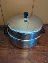 Vtg FARBERWARE 5 qt Roaster, Stock Pot Dutch Oven w/ Dome Lid Stainless Clad - £19.37 GBP