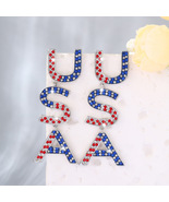 USA Patriotic Rhinestone Drop Earrings - $17.99