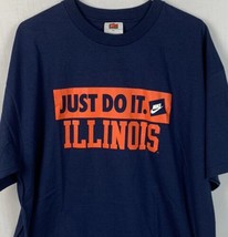 Vintage Nike T Shirt Illinois Fighting Illini Swoosh Logo Navy Men’s XL 90s - £19.74 GBP