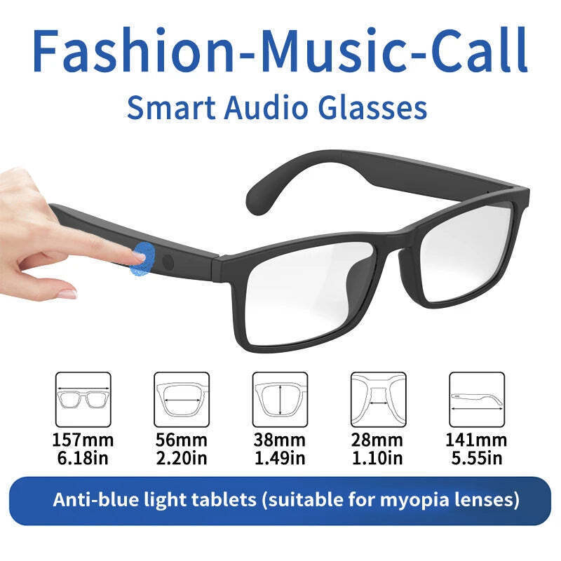 Sleek Smart Glasses with Wireless Bluetooth Audio  Call Function - $63.99