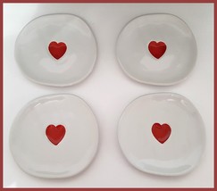 NEW RARE Williams Sonoma Set of 4 Heart Appetizer Plates 6 1/2" Stoneware - $109.99