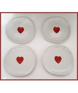 NEW RARE Williams Sonoma Set of 4 Heart Appetizer Plates 6 1/2&quot; Stoneware - £86.55 GBP