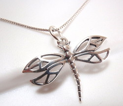 Dragonfly Split Wing Necklace Sterling Silver Corona Sun Jewelry cottage lake - £22.24 GBP