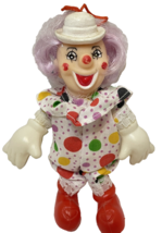 Rare Vintage Plastic Rubber Head Clown Polka Dots Red Shoes Hanging Orna... - £17.57 GBP