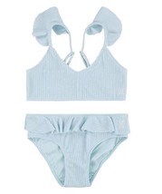 NWT Hurley Girl&#39;s Two-Piece Ruffle Bikini Swim Set Color Blue Cloud Size XL - $24.74