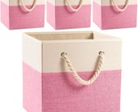 Prandom Large Foldable Cube Storage Bins 13X13 Inch [4-Pack] Fabric Linen - $45.97