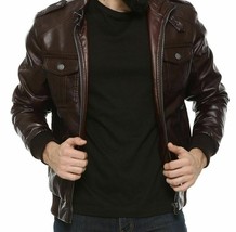 New Leather Jacket for Men Genuine Lambskin Zipper Leather Jacket - $179.99