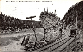 VTG Postcard, Giant Rock and Trolley Line through Gorge, Niagara Falls, PM 1927 - £5.78 GBP