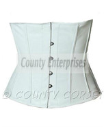 Cincher Shaper Taillen Waspie Steel Boned Waistbust Real White Leather C... - $58.98