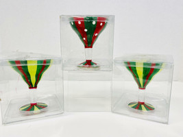 3-PACK Martini Style Christmas Glass Candle By Kurt Adler 3&quot;~FESTIVE &amp; Colorful - £9.33 GBP