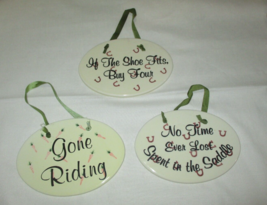 Vintage Equestrian Horse Ceramic Oval Wall Plaques Set 3 - £20.90 GBP