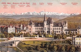 Antique Postcard Bern Switzerland Museum und die Alpen - £3.54 GBP