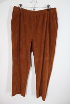 Lands End L 14-16 Brown Corduroy Pull-On Sport Knit High Rise Crop Pants 72136 - £22.27 GBP