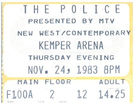 Vintage The Police Ticket Stub November 24 1983 Kemper Arena Kansas City MO - £27.28 GBP