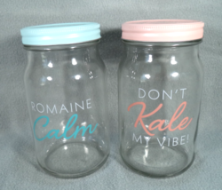 2X Romaine Calm &amp; Kale Glass Mason Jar Kitchen Farmhouse Food Storage Sa... - $639.68 MXN