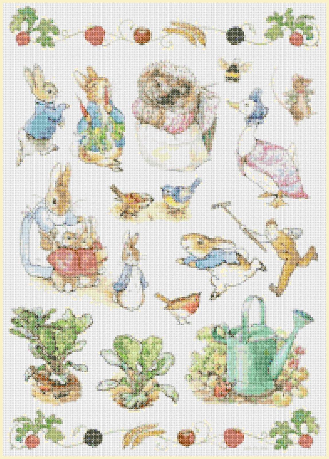 Counted cross Stitch Pattern beatrix potter characters 186x265 stitches BN1377