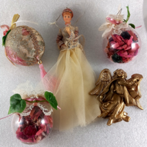 Victorian Christmas Ornaments Lot Lady Balls Angel - $32.66