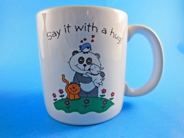 Vtg Panda Bear Coffee Tea Mug Say it with a Hug Carlton Cards brand cup - £8.69 GBP