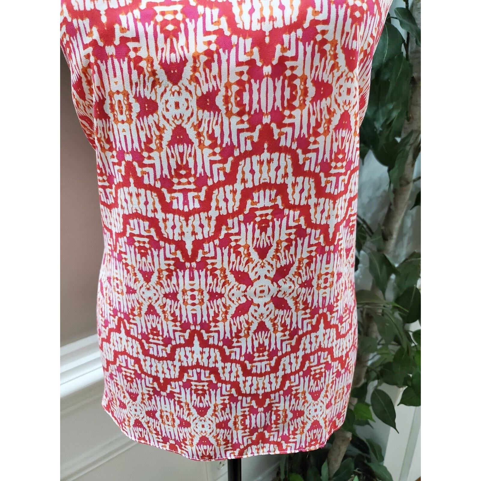 Willi Smith Women Red 100% Polyester Round Neck Sleeveless Casual Shirt Size L Item image 4