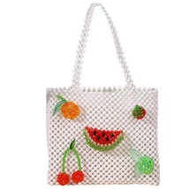 Onal fruit beaded women s shoulder bag fruit crossbody solid color small square beading thumb200