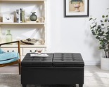 Large Square Faux Leather Storage Ottoman | Coffee Table For Living Room... - £466.28 GBP