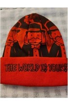 Beanie Hat Unisex One Size Knit The World is Your Graphic Print Winter W... - £16.60 GBP