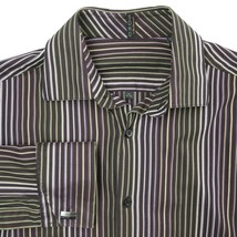 Ben Sherman Black Multi-Color Striped French Cuff Dress Shirt Mens 15 32-33 - £15.69 GBP