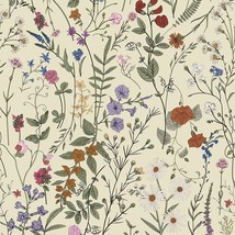 Wallpaper Self-Adhesive Blooming Vintage Colourful Flowers Wall, 393.7&quot;X... - £37.44 GBP