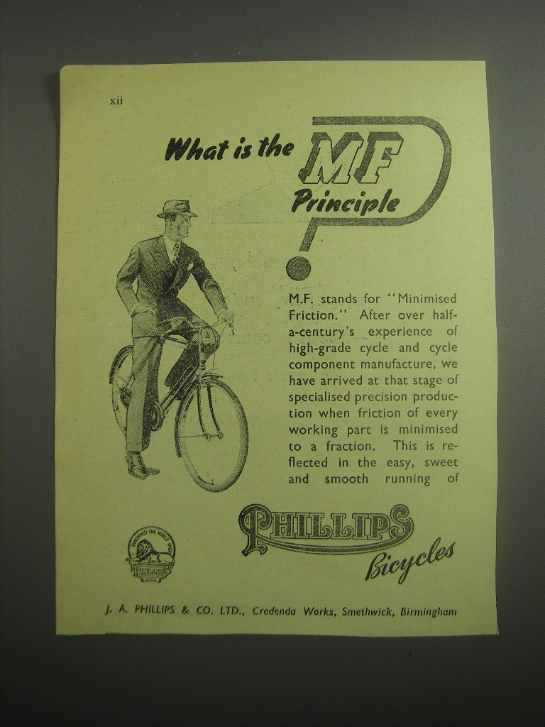 1948 Phillips Bicycles Ad - What is the MF principle - $18.49
